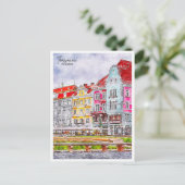 Timisoara Roemenië vintage reizen waterverf Briefkaart (Staand voorkant)