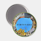 timisoara stad roemenië vakbond panorama piata magneet (Voorkant / Achterkant)