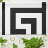 Timless Black White — Griekse sleutel Theedoek (Gevouwen)