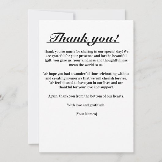 Timless Elegance - Hartelijk dank - kaart (Voorkant)