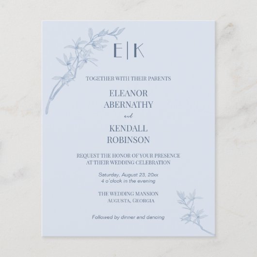 Timless Flower Monogram in One Weddena Flyer (Voorkant)