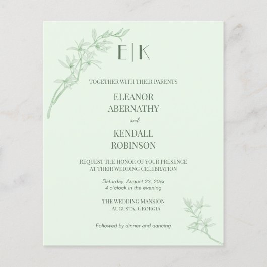 Timless Flower Monogram in One Weddena Flyer (Voorkant)