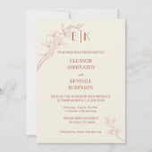 Timless Flower Monogram in One Weddena Kaart (Voorkant)