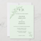 Timless Flower Monogram Weddenschap Kaart (Voorkant)