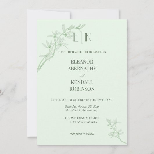 Timless Flower Monogram Weddenschap Kaart (Voorkant)