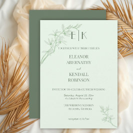 Timless Flower Monogram Weddenschap Kaart