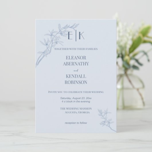 Timless Flower Monogram Weddenschap Kaart (Staand voorkant)