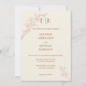 Timless Flower Monogram Weddenschap Kaart (Voorkant)