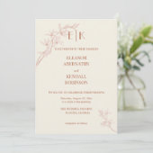 Timless Flower Monogram Weddenschap Kaart (Staand voorkant)