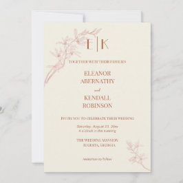 Timless Flower Monogram Weddenschap Kaart