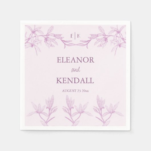 Timless Flower Monogram Weddenschap Servet (Voorkant)