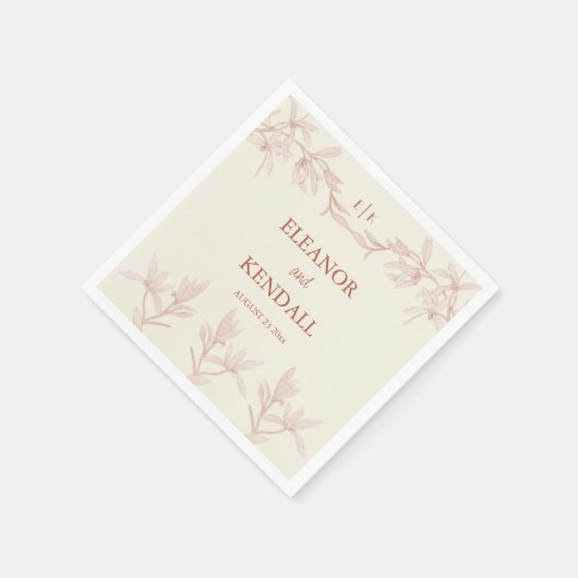 Timless Flower Monogram Weddenschap Servet (Hoek)