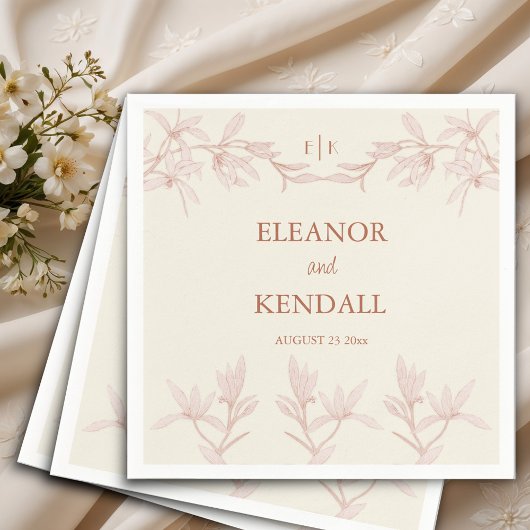 Timless Flower Monogram Weddenschap Servet