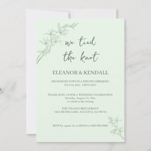 Timless Flower "Tied the Knot" Weddenschap Kaart (Voorkant)