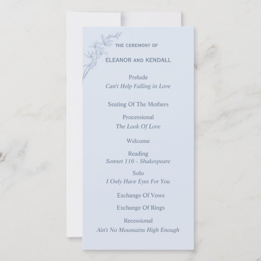 Timless Flower Weddenprogramma (Voorkant)