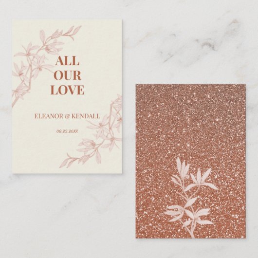 Timless Flower Weddenschap Bedankt Informatiekaartje (Voorkant / Achterkant)