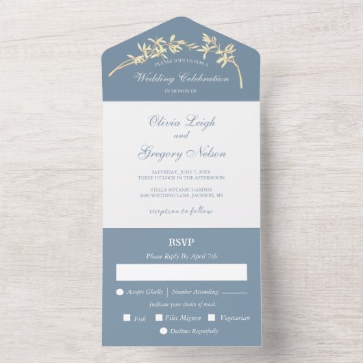 Timless Flower Weddenschap in één keer All In One Uitnodiging (Binnen)