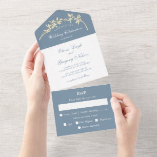 Timless Flower Weddenschap in één keer All In One Uitnodiging