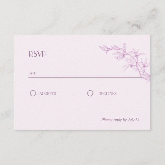 Timless Flower Wedding RSVP Informatiekaartje (Voorkant)