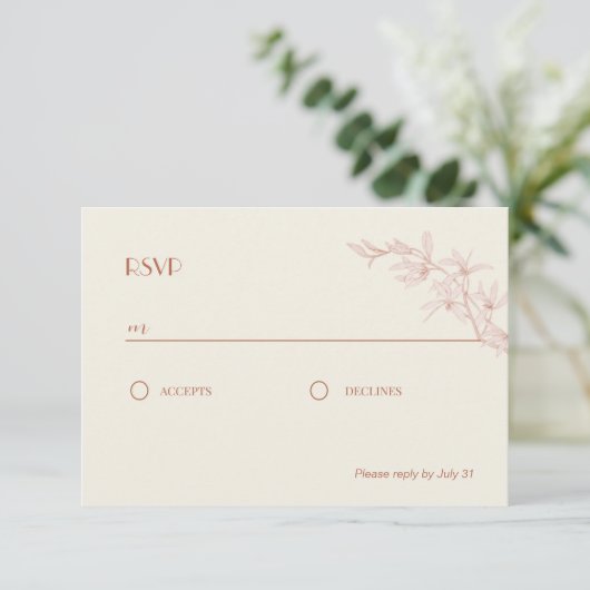Timless Flower Wedding RSVP Informatiekaartje (Staand voorkant)