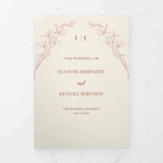 Timless Flower Wedding Tri-Fold Uitnodiging (Cover)