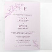 Timless Flower Wedding Tri-Fold Uitnodiging (Binnenzijde eerst)