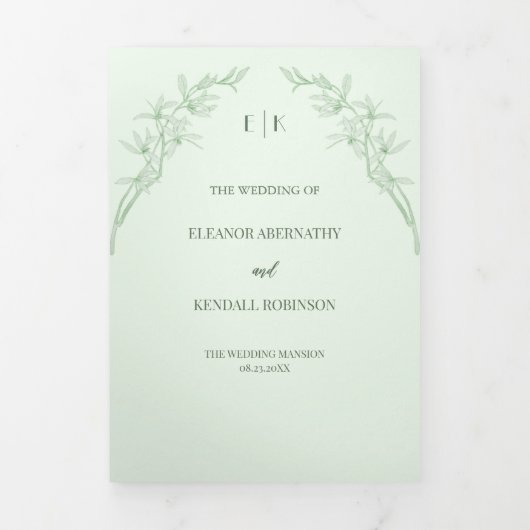 Timless Flower Wedding Tri-Fold Uitnodiging (Cover)