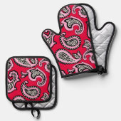 Timless Paisley on Red Ovenwant & Pannenlap Set (Voorkant / Achterkant)