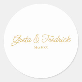 Timless Simple Minimal White Gold Script Ronde Sticker