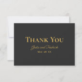 Timless Simple Minimalist Charcoal Gold Wedding Bedankkaart (Voorkant)