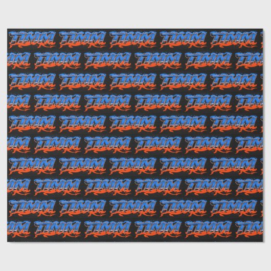 Timm Vorname Name Graffiti blue orange Cadeaupapier (Vlak)