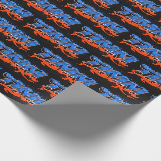 Timm Vorname Name Graffiti blue orange Cadeaupapier (Hoek)