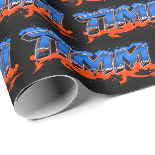 Timm Vorname Name Graffiti blue orange Cadeaupapier (Rol Hoek)