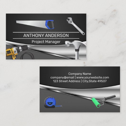 Timmergereedschap | hoofdaannemer visitekaartje (Voorkant / Achterkant)