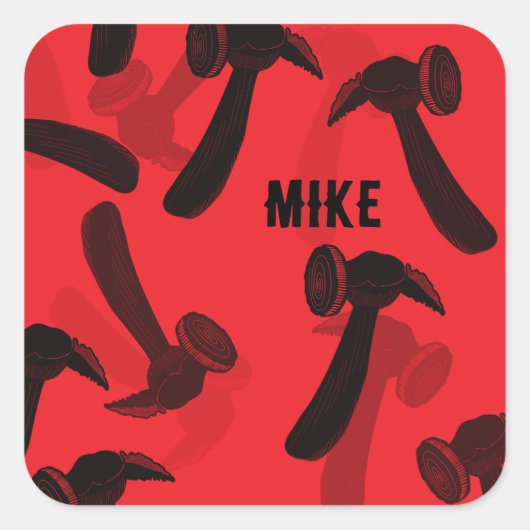 timmerhamer vierkante sticker (Voorkant)