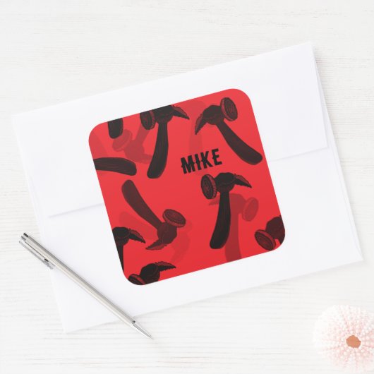 timmerhamer vierkante sticker (Envelop)