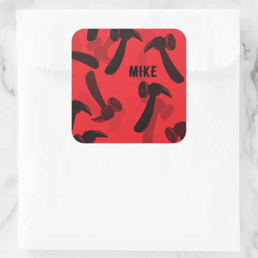 timmerhamer vierkante sticker (Tas)