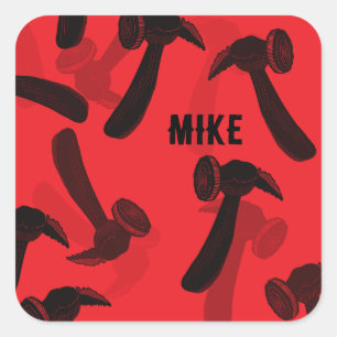 timmerhamer vierkante sticker