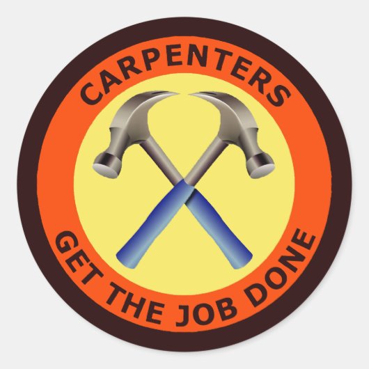 timmerlieden krijgen de klus geklaard ronde sticker (Voorkant)