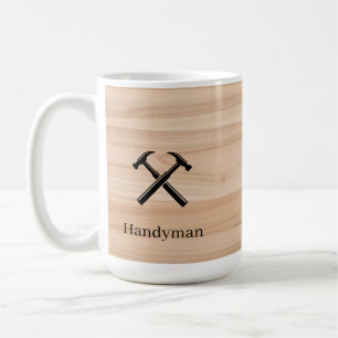 Timmerman Aannemer Rustieke Houten Hamer Logo  Koffiemok