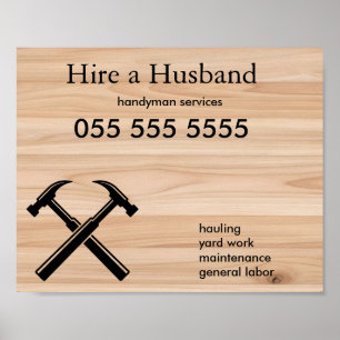 Timmerman Aannemer Rustieke Houten Hamer Logo  Poster