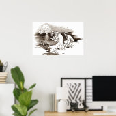 timmerman en parijs in het Poster Sepia (Thuiskantoor)