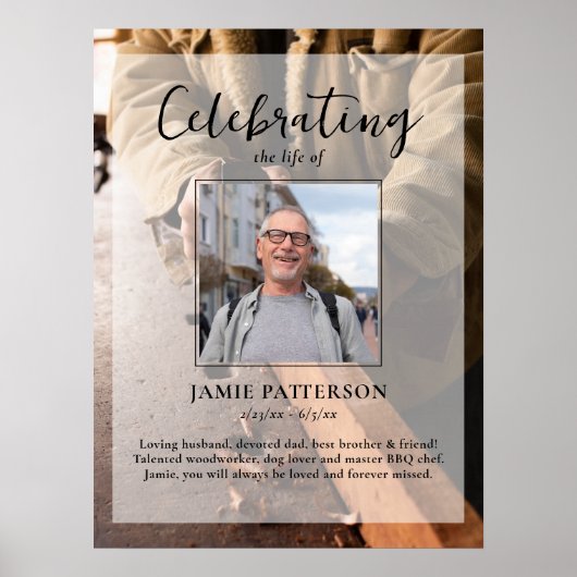 Timmerman, Foton voor uitvaartdienst levensviering Poster (Voorkant)