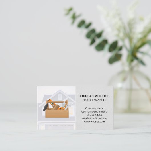 Timmerman gereedschapskist | Huisreparaties Visitekaartje (Staand voorkant)