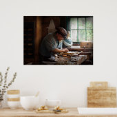 Timmerman - Het boegbeeld uitsnijden Poster (Keuken)