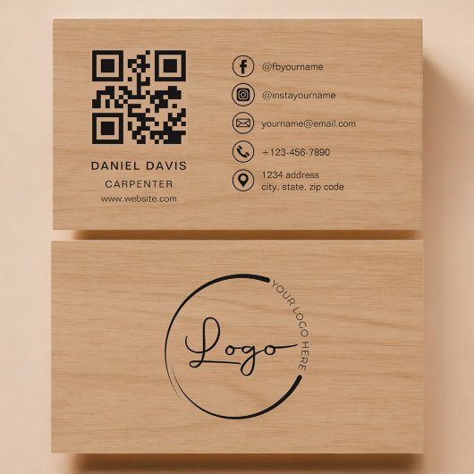 Timmerman Hout Professioneel QR-code Visitekaartje