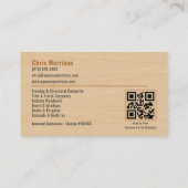 Timmerman Hout QR-code Professioneel Visitekaartje (Achterkant)