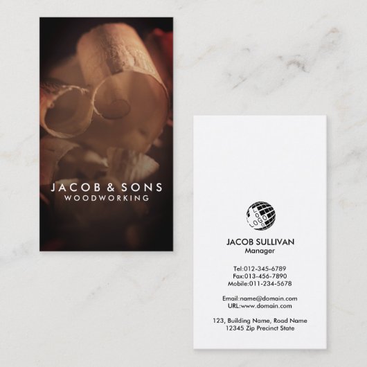 Timmerman houtbewerking Visitekaartje (Voorkant / Achterkant)