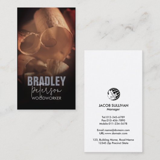 Timmerman houtbewerking Visitekaartje (Voorkant / Achterkant)