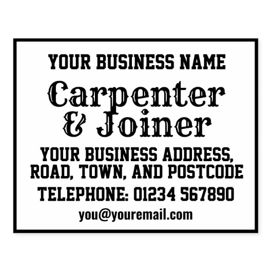 Timmerman & Meubelmaker met Naam, Adres, enz Rubberstempel (Afrduk)